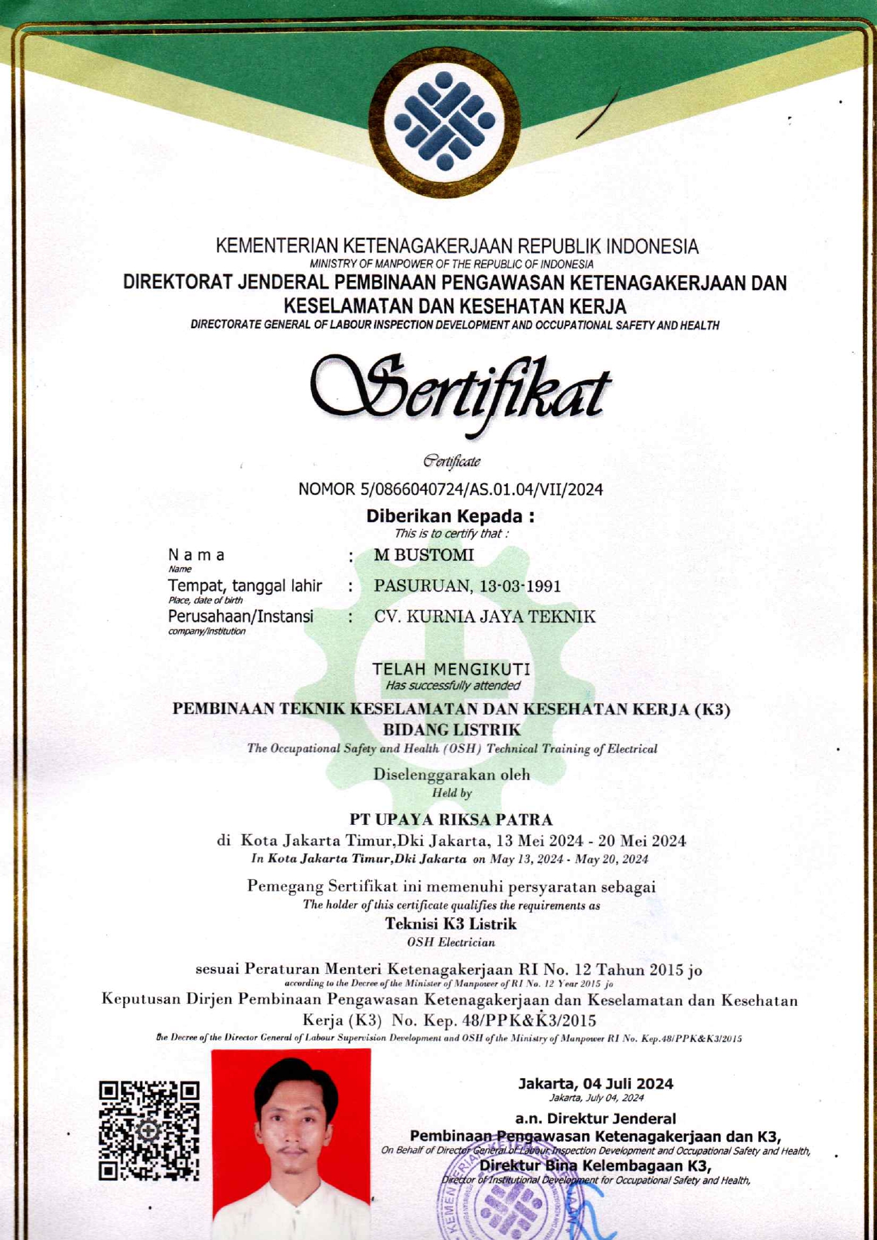 Teknisi K3 Listrik - M Bustomi